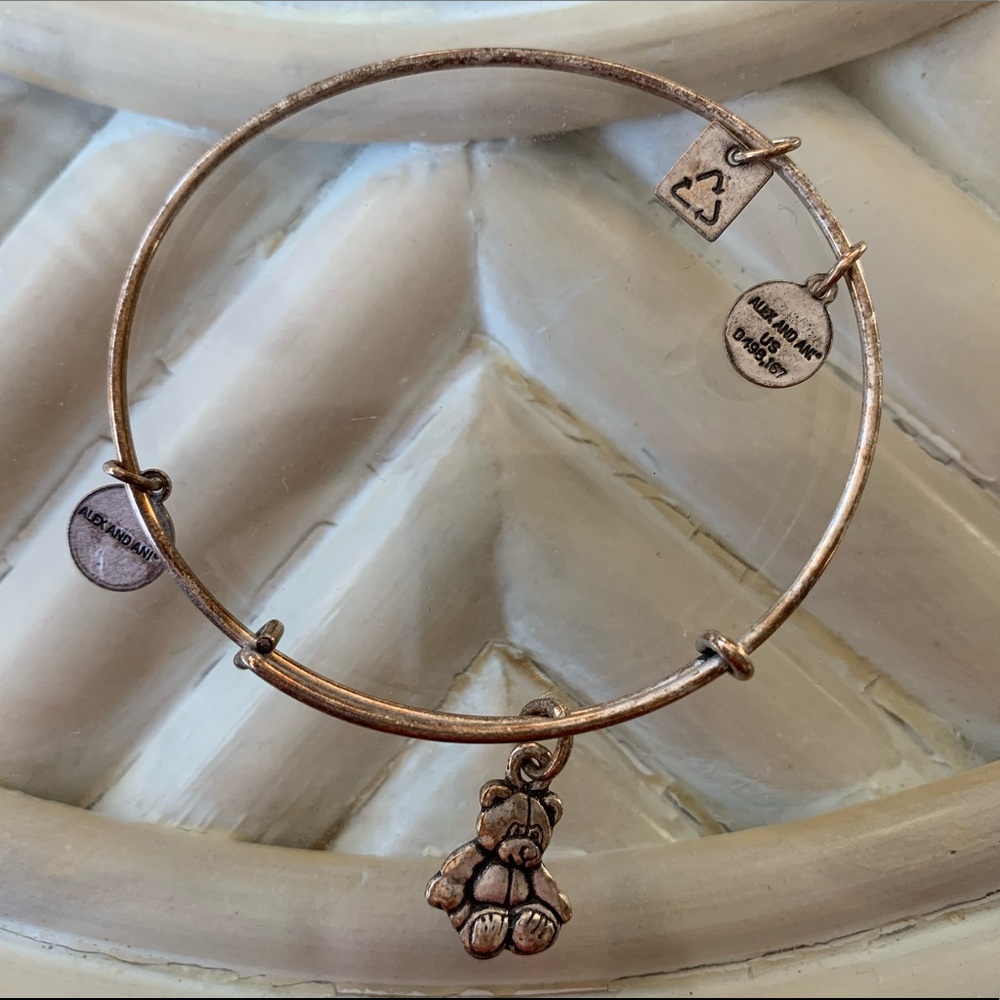 Sterling Silver Teddy Bear Alex & Ani Bracelet